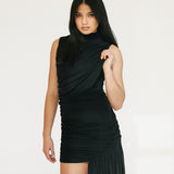 Ariana Ruched Mini Dress - Black