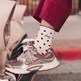 Fancy Heart Ruffle Socks- Black Cherry