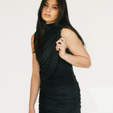 Ariana Ruched Mini Dress - Black