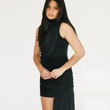 Ariana Ruched Mini Dress - Black