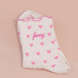 Fancy Heart Ruffle Socks - Fuchsia Pink