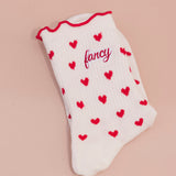 Fancy Heart Ruffle Socks - Ruby Red