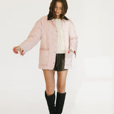 Paige Corduroy Collar Quilted Jacket - Pink