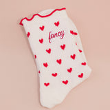 Fancy Heart Ruffle Socks - Ruby Red