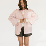 Paige Corduroy Collar Quilted Jacket - Pink