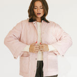 Paige Corduroy Collar Quilted Jacket - Pink