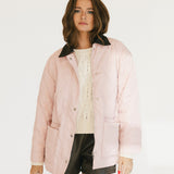 Paige Corduroy Collar Quilted Jacket - Pink