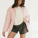 Paige Corduroy Collar Quilted Jacket - Pink