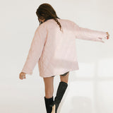 Paige Corduroy Collar Quilted Jacket - Pink