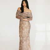 Mckayle Off The Shoulder Maxi Dress - Taupe Animal
