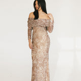 Mckayle Off The Shoulder Maxi Dress - Taupe Animal
