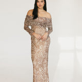 Mckayle Off The Shoulder Maxi Dress - Taupe Animal