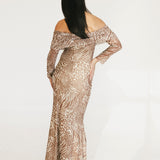 Mckayle Off The Shoulder Maxi Dress - Taupe Animal