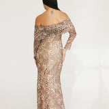 Mckayle Off The Shoulder Maxi Dress - Taupe Animal