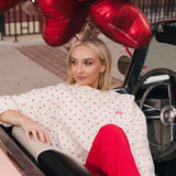 Fancy Oversized French Terry Mockneck - Ruby Red Allover Hearts
