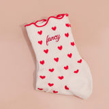 Fancy Heart Ruffle Socks - Ruby Red