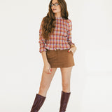 Maggie Corduroy Micro Mini Skort - Cinnamon