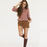 Maggie Corduroy Micro Mini Skort - Cinnamon
