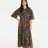 Whitney Floral Print Maxi Dress - Brown