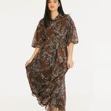 Whitney Floral Print Maxi Dress - Brown