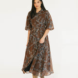 Whitney Floral Print Maxi Dress - Brown