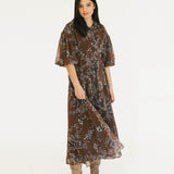 Whitney Floral Print Maxi Dress - Brown