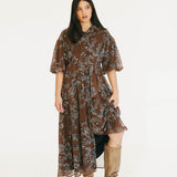 Whitney Floral Print Maxi Dress - Brown
