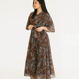 Whitney Floral Print Maxi Dress - Brown