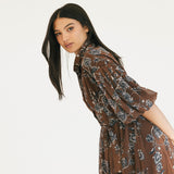 Whitney Floral Print Maxi Dress - Brown