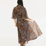 Whitney Floral Print Maxi Dress - Brown