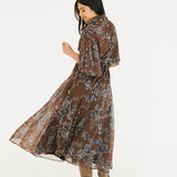 Whitney Floral Print Maxi Dress - Brown