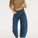 Madalyn Asymetrical Off Shoulder Ruched Top - Mocha