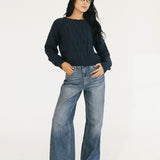 Allie Cable Knit Sweater - Navy