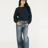 Allie Cable Knit Sweater - Navy