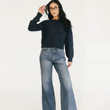 Allie Cable Knit Sweater - Navy