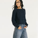 Allie Cable Knit Sweater - Navy