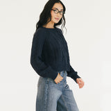 Allie Cable Knit Sweater - Navy