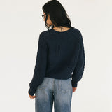Allie Cable Knit Sweater - Navy