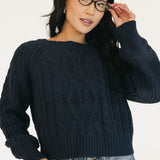 Allie Cable Knit Sweater - Navy