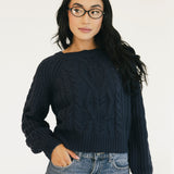 Allie Cable Knit Sweater - Navy