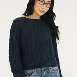 Allie Cable Knit Sweater - Navy