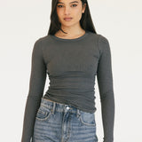 Madi Long Sleeve Top - Dark Grey
