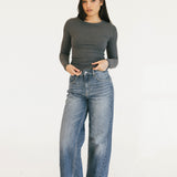 Madi Long Sleeve Top - Dark Grey