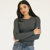 Madi Long Sleeve Top - Dark Grey