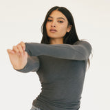 Madi Long Sleeve Top - Dark Grey