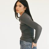 Madi Long Sleeve Top - Dark Grey