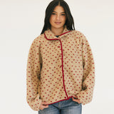 Courtney Fleece Jacket - Taupe/Red