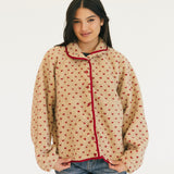 Courtney Fleece Jacket - Taupe/Red