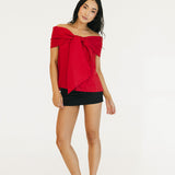 Bow Accented Off The Shoulder Top - Red