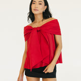 Bow Accented Off The Shoulder Top - Red